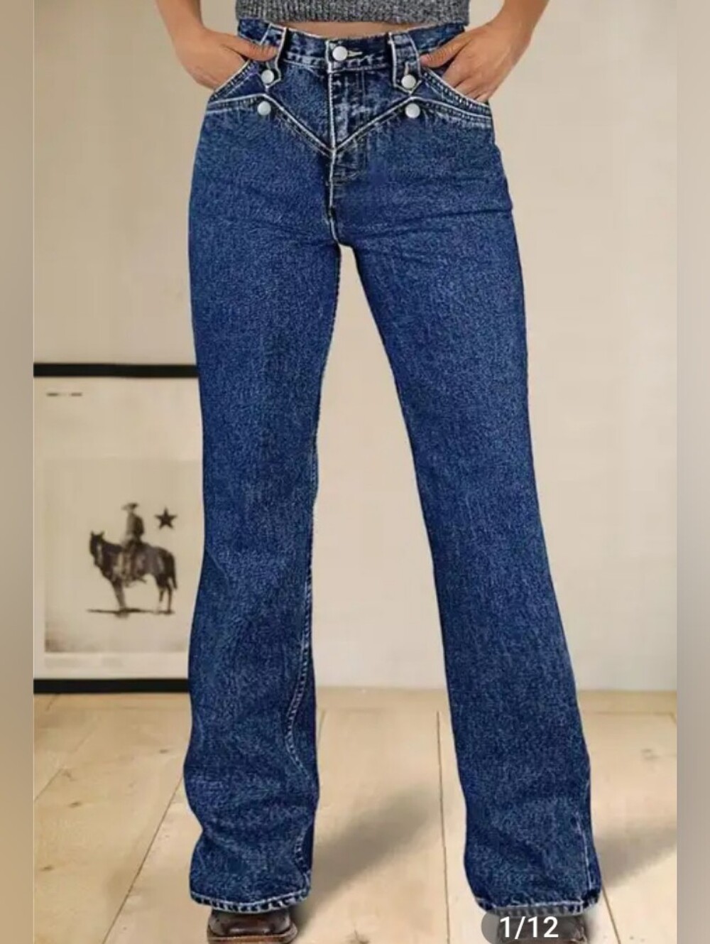 Flamingals Button Decor High Rise Bootcut Jeans NWT Small